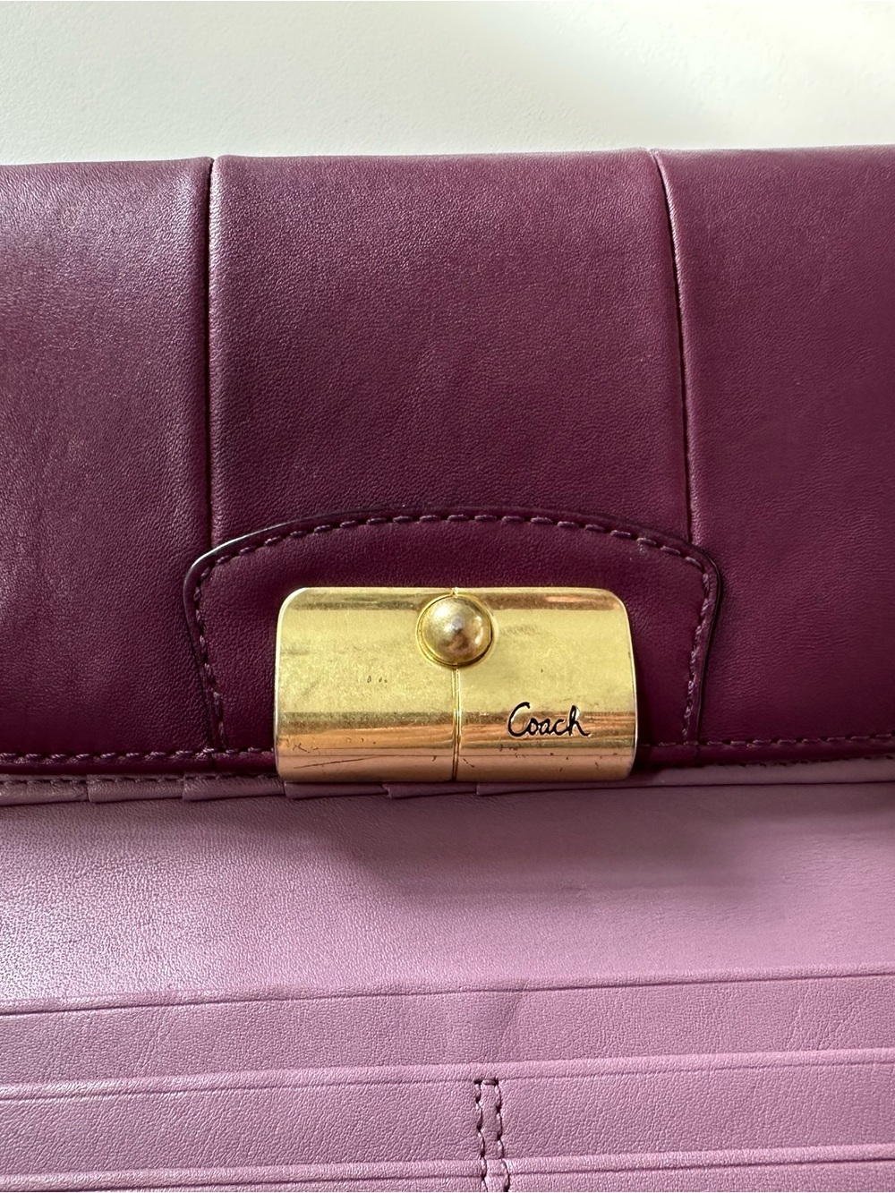 Coach Kristin Large Tri-Fold Wallet – Burgundy / Plum/ OBO - Picture 9 of 15